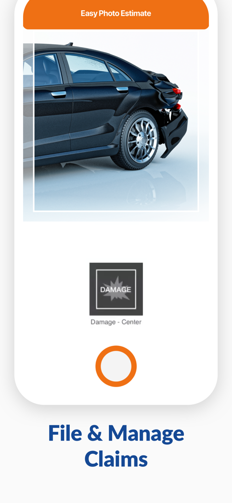 GEICO Mobile - Car Insurance - GEICO Mobile app interface for filing and managing car insurance claims using photo estimates of vehicle damage