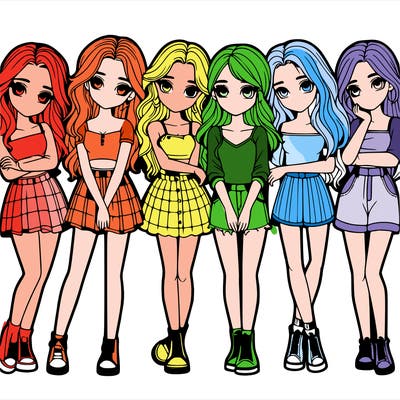 a group of girls realistic