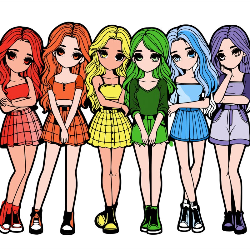 a group of girls realistic