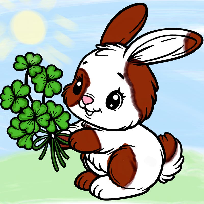 bunny with a bunch of clover