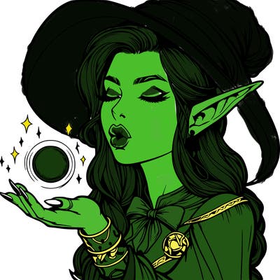 realistic elf casting a spell with lips
