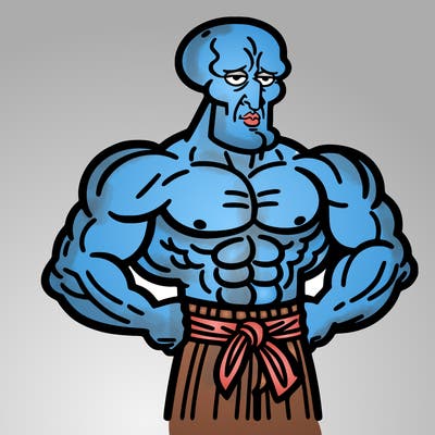 muscular handsome squidward