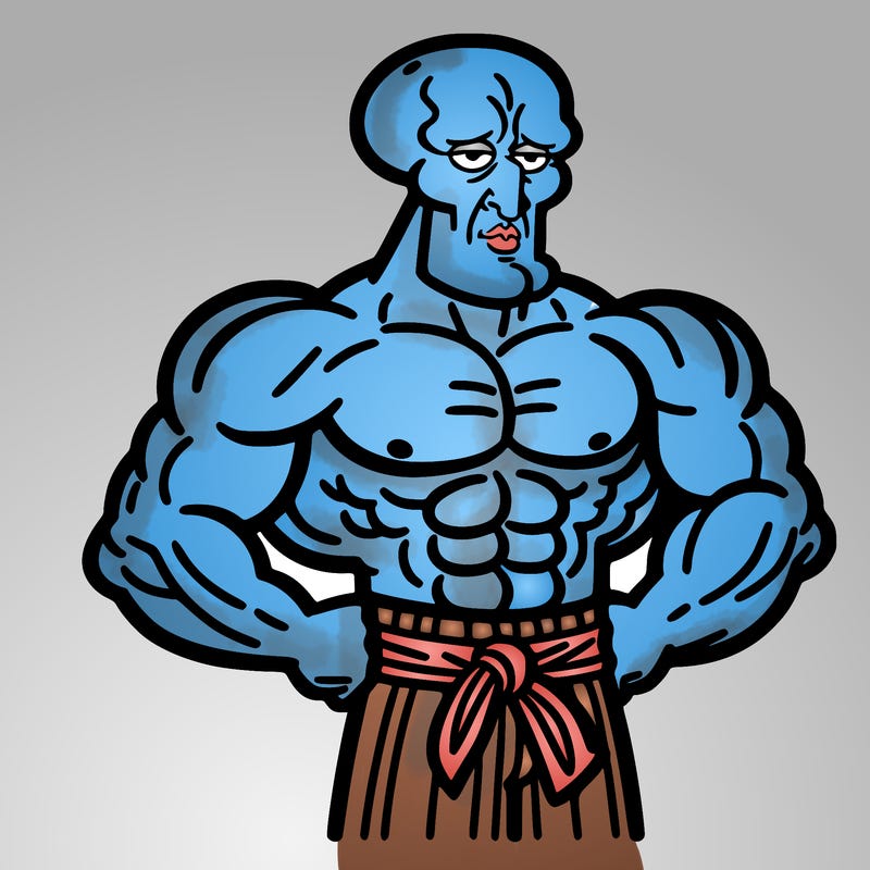 muscular handsome squidward