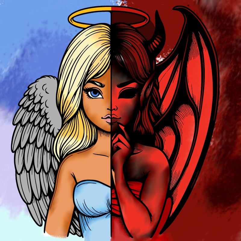 realistic angel half demon