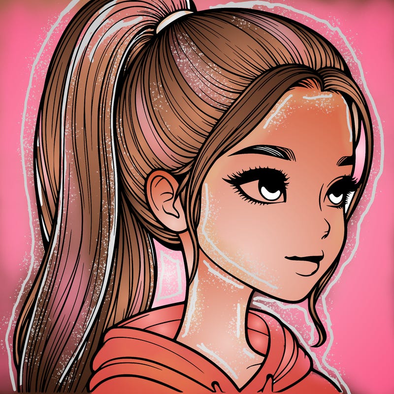 realistic girl with a high ponytail ❤️