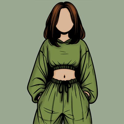 realistic girl faceless with baggy pants and a crop top