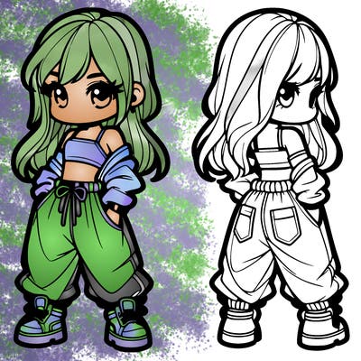 girl in crop top and baggy pants