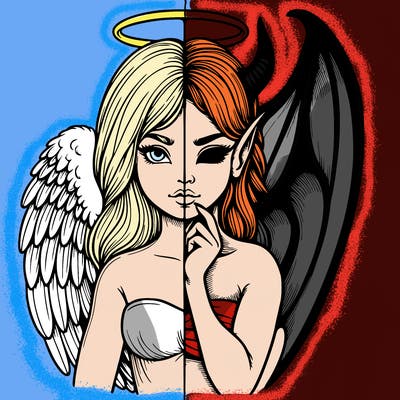 realistic angel half demon