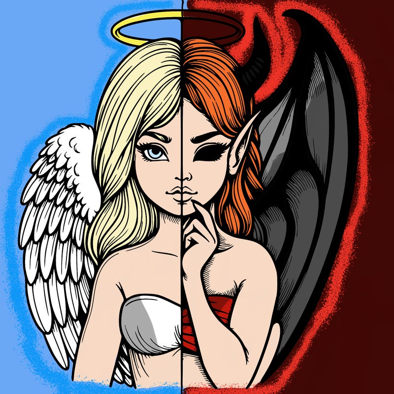 realistic angel half demon