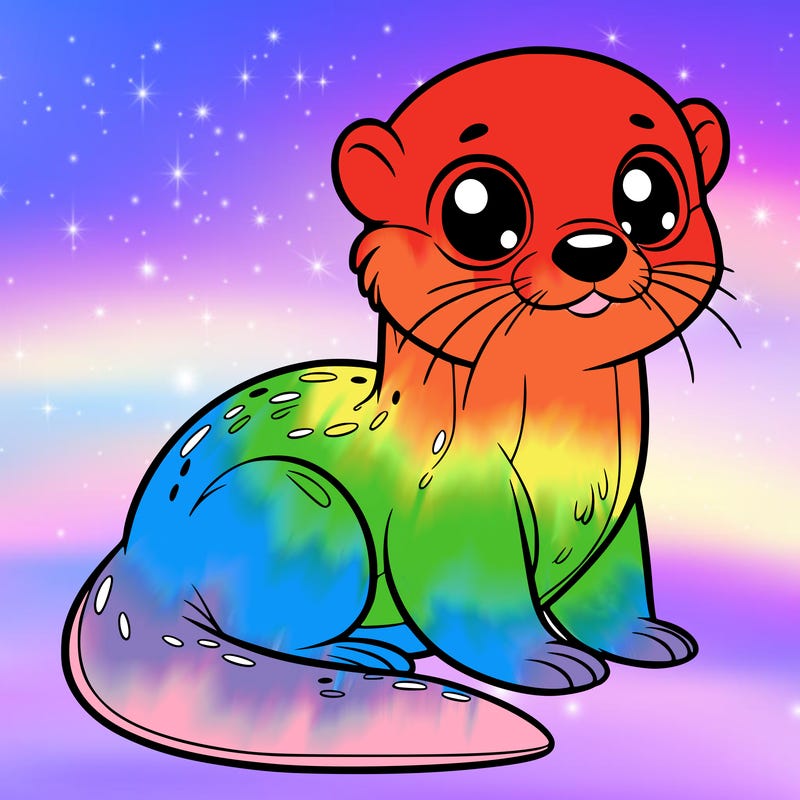 otter, big eyes, full body