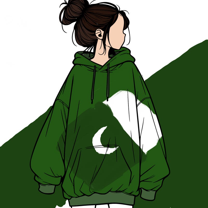 realistic girl with a oversized sweatshirt on and a bun