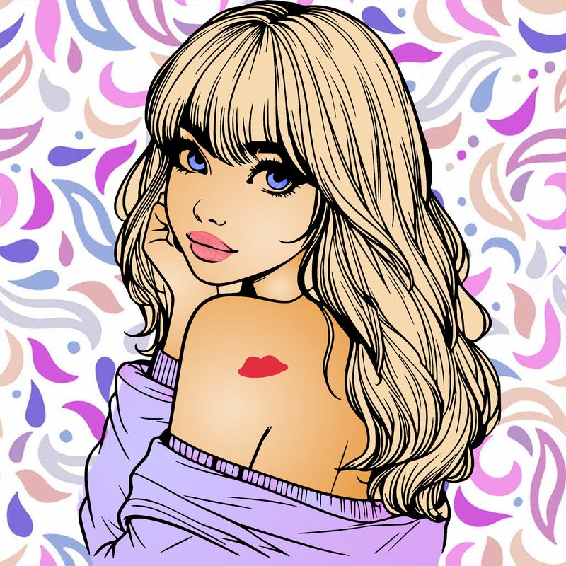 realistic girl with bangs looking over her shoulder