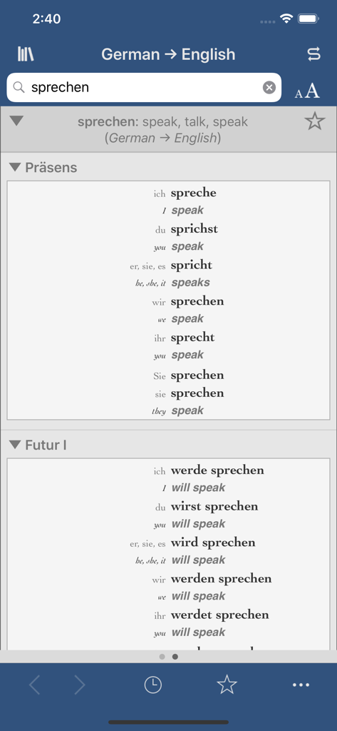 Collins German-English - German verb conjugation of sprechen in the Collins English dictionary app
