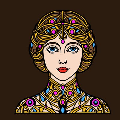 portrait of a simple woman in gustav klimt style