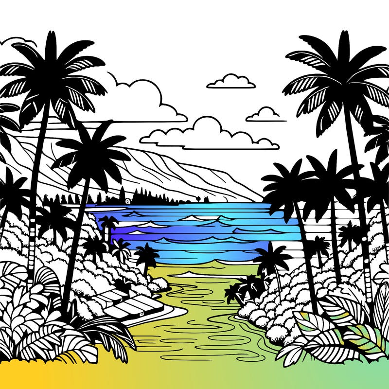 view of the ocean in hawaii lots of palm trees and beautiful view