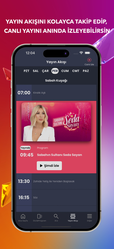 일일 방송 일정과 라이브 프로그램 기능을 보여주는 Star TV 앱의 iPhone 스크린샷.