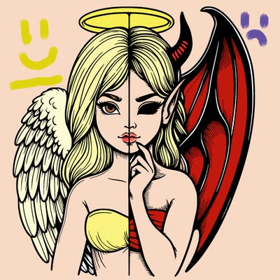 realistic angel half demon