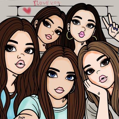 group of teen girls friends y2k up close in a selfie