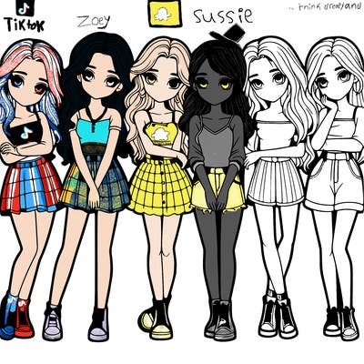 a group of girls realistic