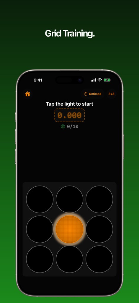 Lights Out: Reaction Time Game - Lights Out reaction time game grid training mode on iPhone