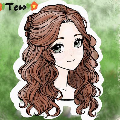 realistic girl with wavy hair