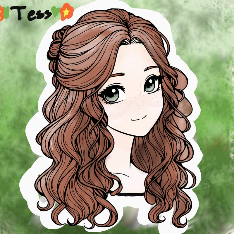 realistic girl with wavy hair