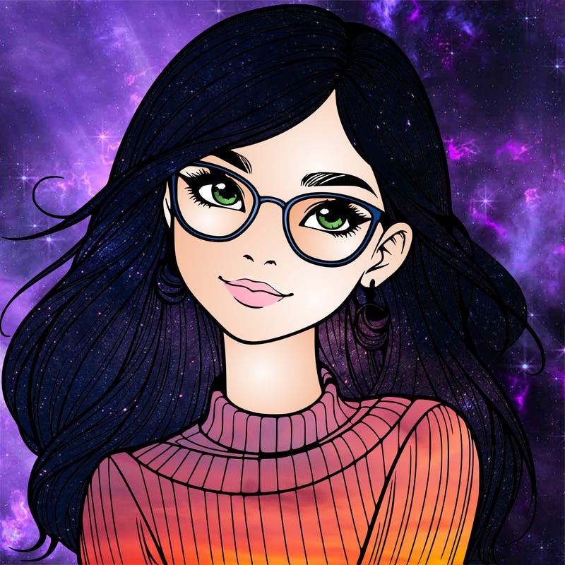 realistic girl with glasses
