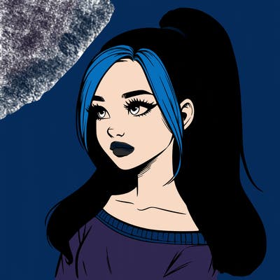 realistic girl with a high ponytail