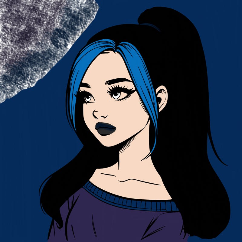 realistic girl with a high ponytail