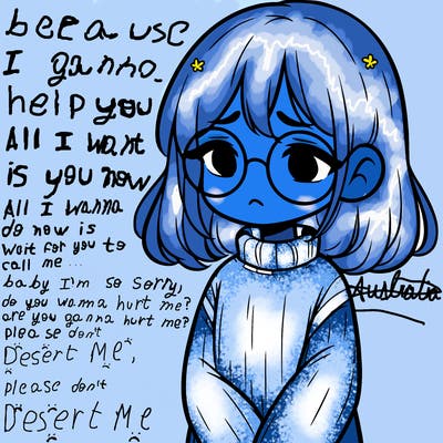 sad girl with glasses in a sweater