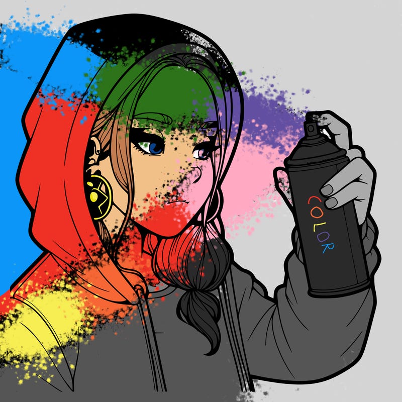 a realistic girl, spray painting