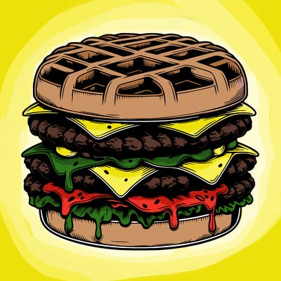 realistic waffle burger