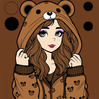 realistic girl in a animal pjs hoodie