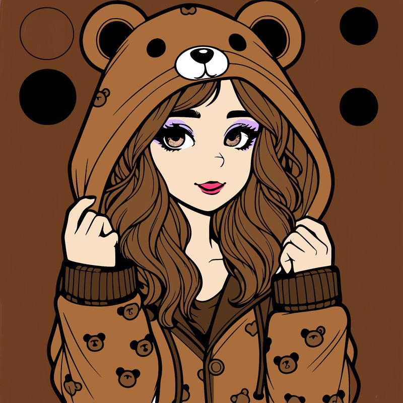 realistic girl in a animal pjs hoodie