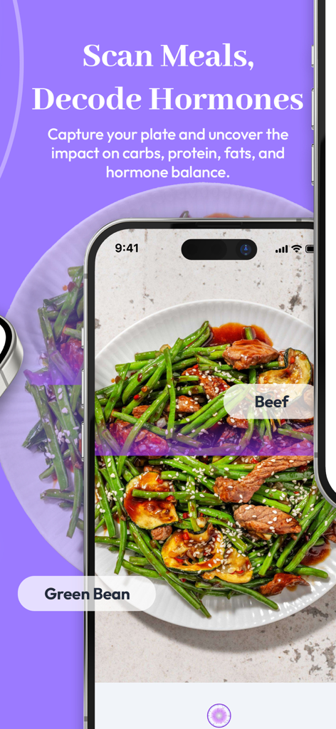 Briom:PCOS weight loss - Briom app interface showing a meal scan feature to decode hormone balance