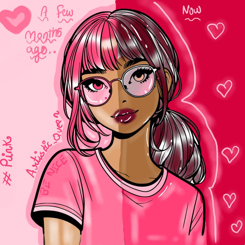 realistic girl with freckles and clear glasses