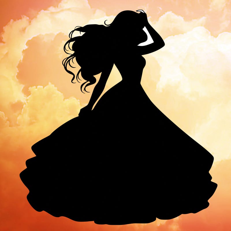 realistic woman with dress flowing in the wind