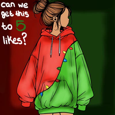 realistic girl with a oversized sweatshirt on and a bun