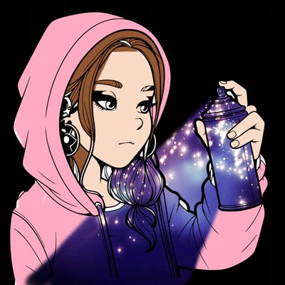 a realistic girl, spray painting