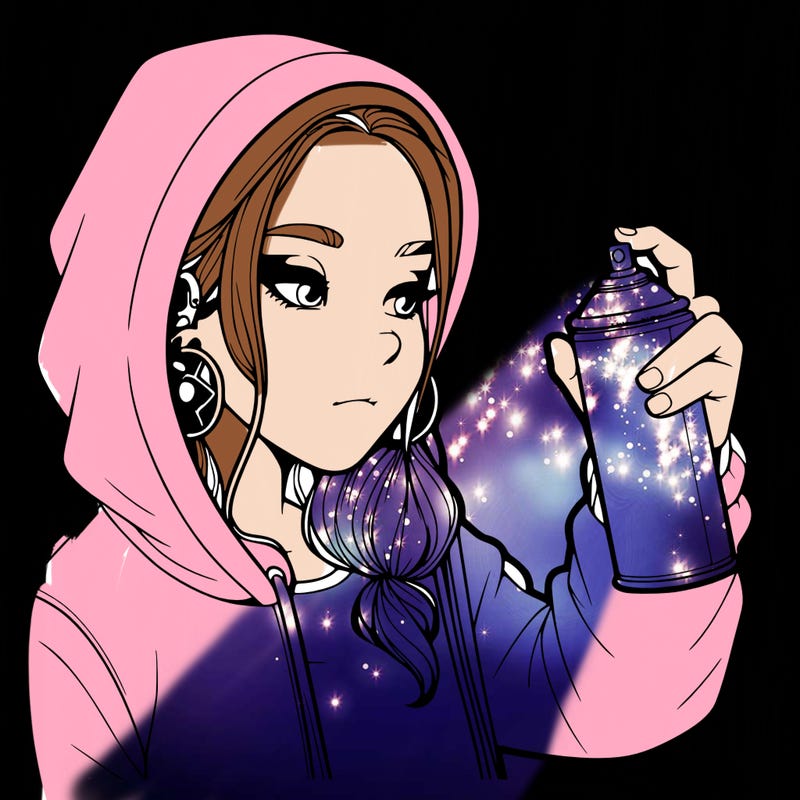 a realistic girl, spray painting