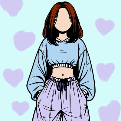 realistic girl faceless with baggy pants and a crop top