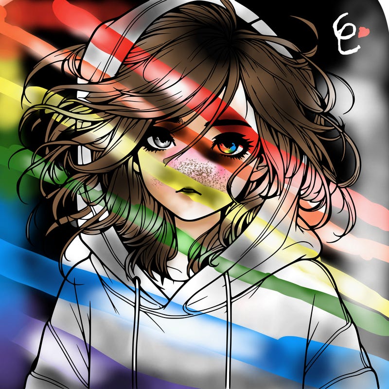 realistic girl with baggy hoodie with messy hair