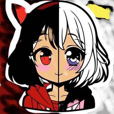 animated girl half anime