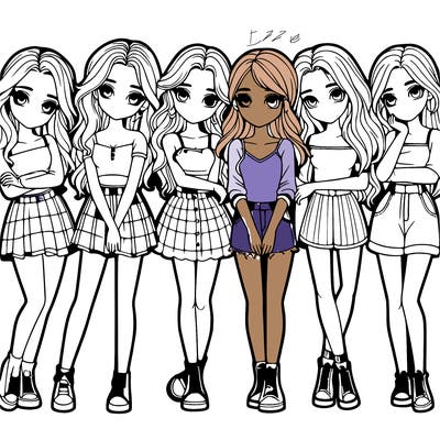 a group of girls realistic