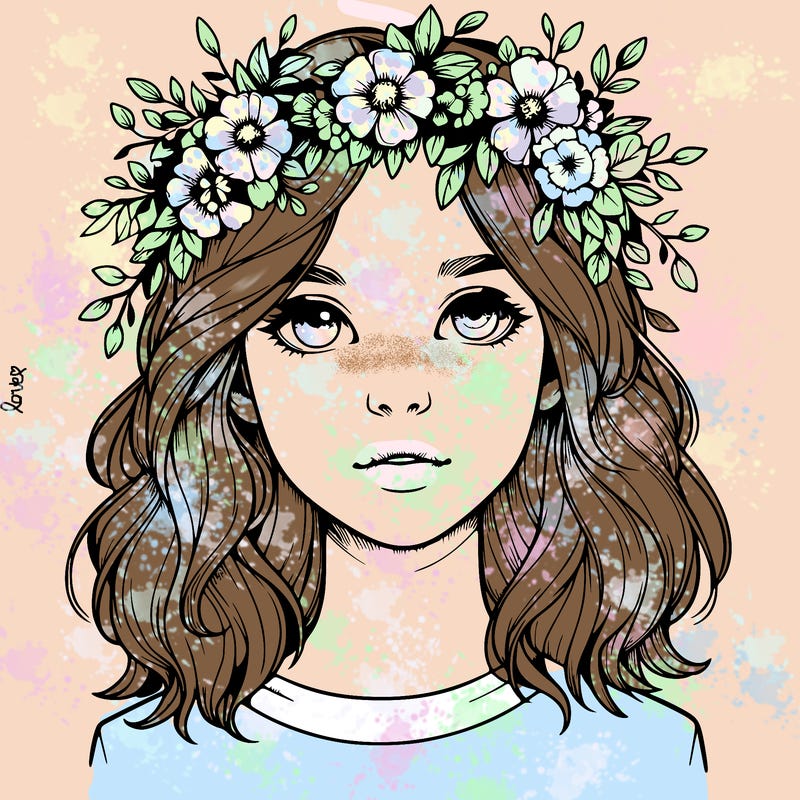 realistic girl with flower crown