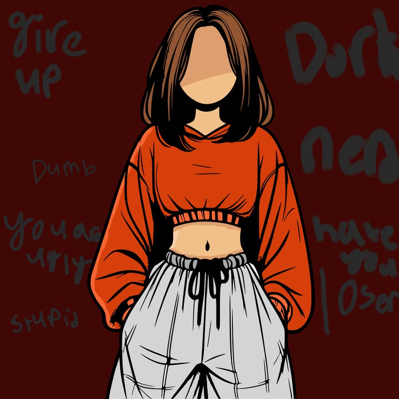 realistic girl faceless with baggy pants and a crop top