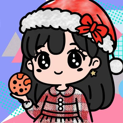 girls with santa hat with a cookie in her hand