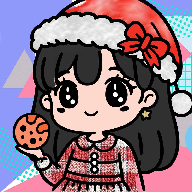 girls with santa hat with a cookie in her hand