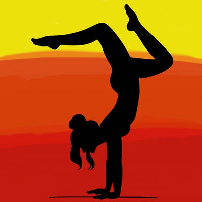 a woman doing a handstand