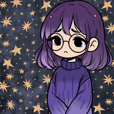 sad girl with glasses in a sweater